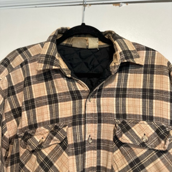 VTG 80s/90s Lee Tan Black Quilted Lined Tartan Plaid Button Up Shacket. - Picture 10 of 10